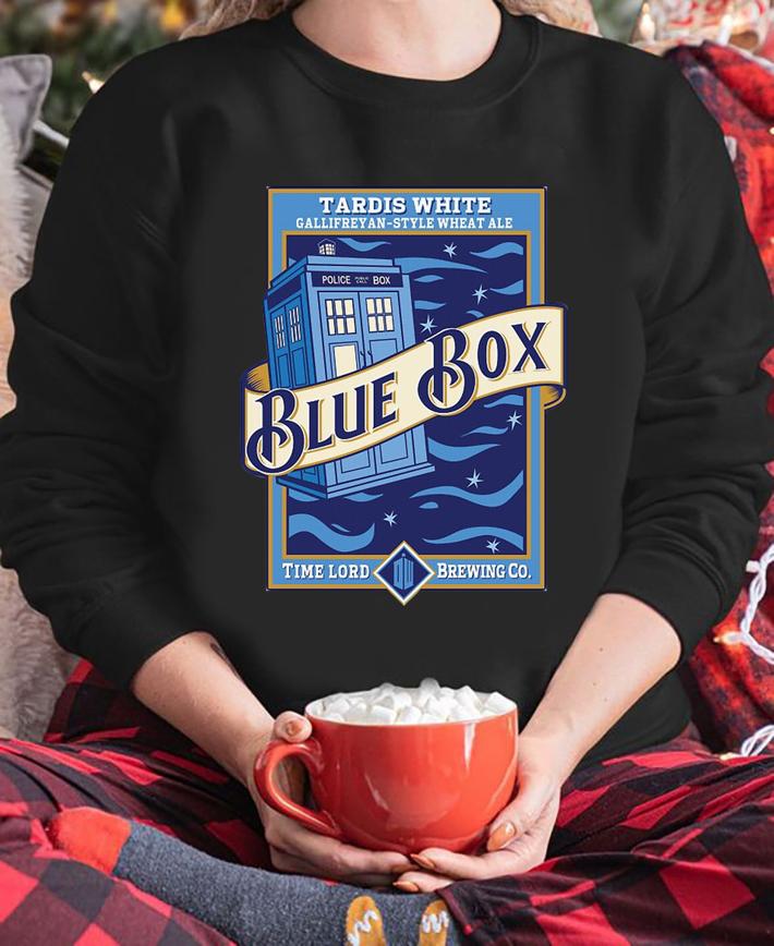 Doctor Who Tardis White Gallifreyan-Style Wheat Ale Blue Box Time Lord Brewing Co t-shirt sweatshirt