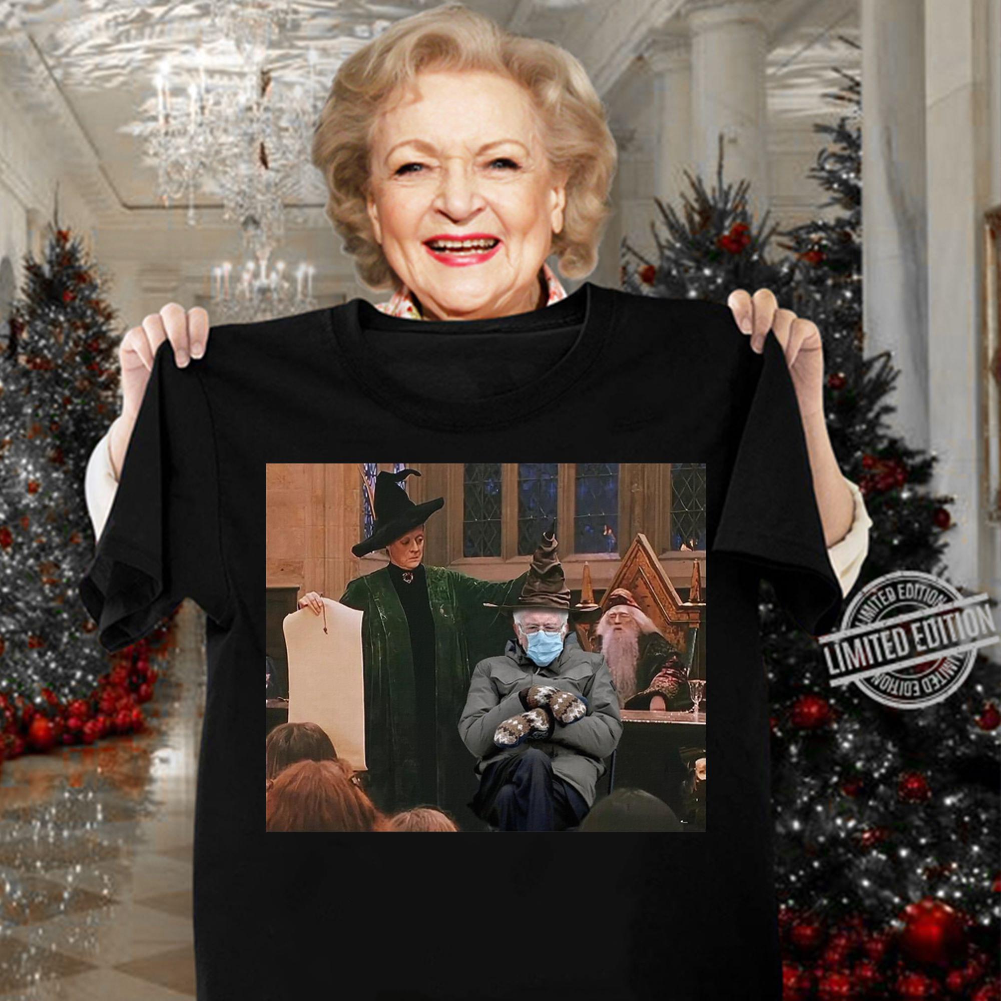 Harry Potter Bernie Sanders Mittens Sitting Inauguration Meme t-shirt woman shirt