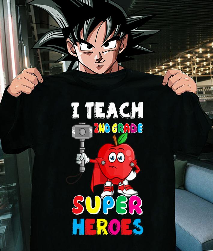 Top I Teach 2nd Grade Superheroes Super Apple Teaching t-shirt shirt