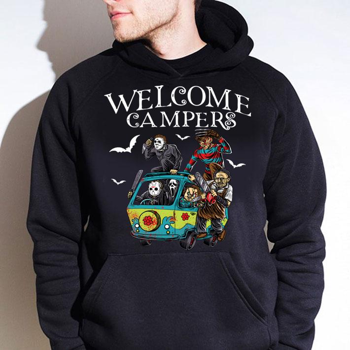 Premium welcome campers funny camping 80s Horror Movie t-shirt hoodie