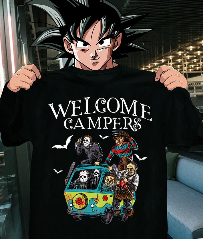 Premium welcome campers funny camping 80s Horror Movie t-shirt shirt
