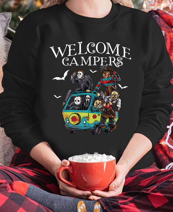 Premium welcome campers funny camping 80s Horror Movie t-shirt sweatshirt