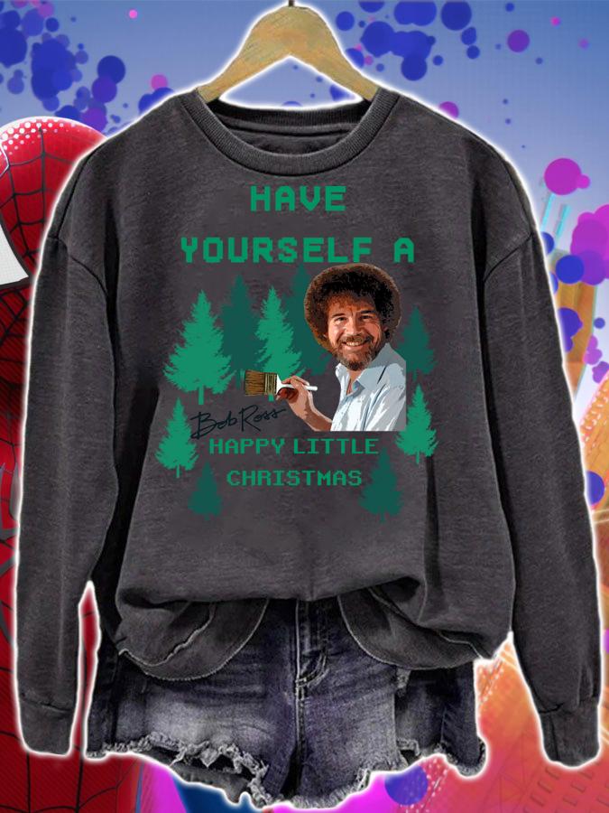 Bob Ross Have yourself a happy little christmas t-shirt sweatshirt