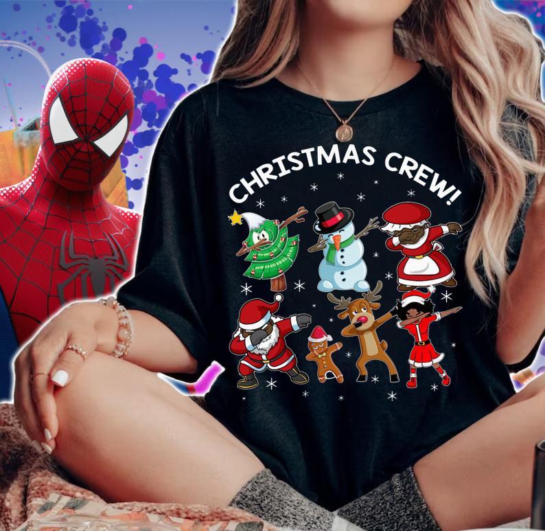 Black Santa Claus African American Christmas Crew t-shirt woman shirt