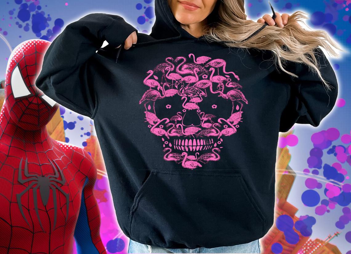 Flamingo skull face Halloween t-shirt hoodie