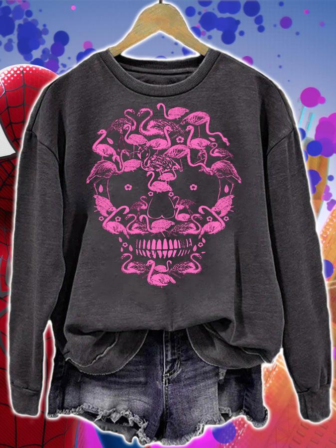 Flamingo skull face Halloween t-shirt sweatshirt
