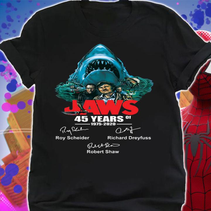 Jaws 45 years of 1975 2020 signatures t-shirt shirt