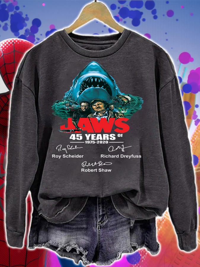 Jaws 45 years of 1975 2020 signatures t-shirt sweatshirt