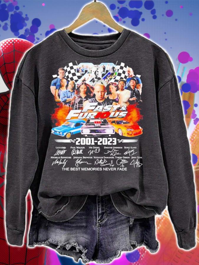 Fast And Furious 2001-2023 signatures the best memories never fade signatures shirt t-shirt sweatshirt