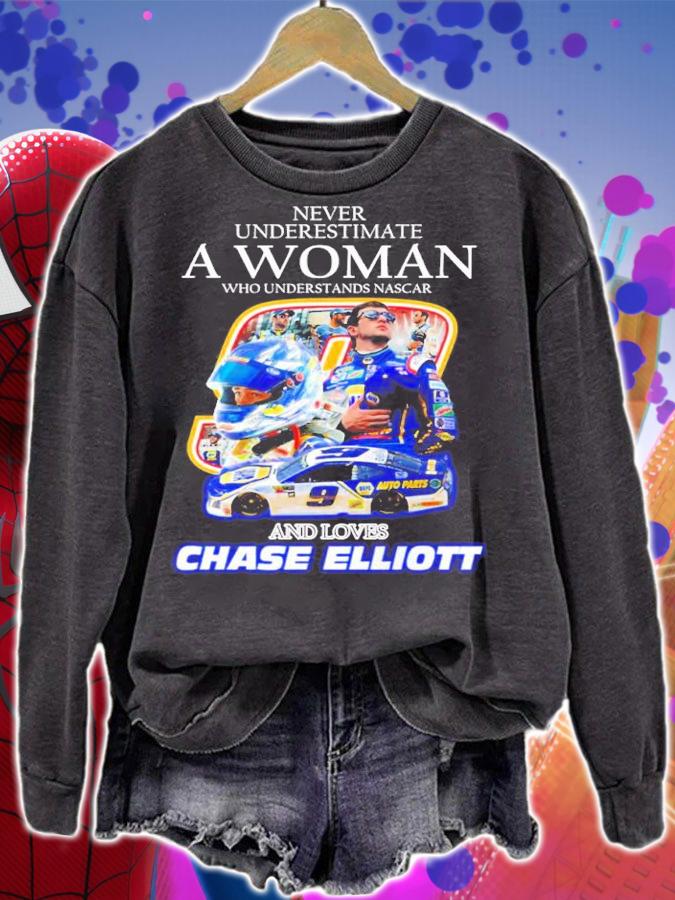 New Never underestimate a woman who understands Nascar and loves Chase Elliott shirt t-shirt