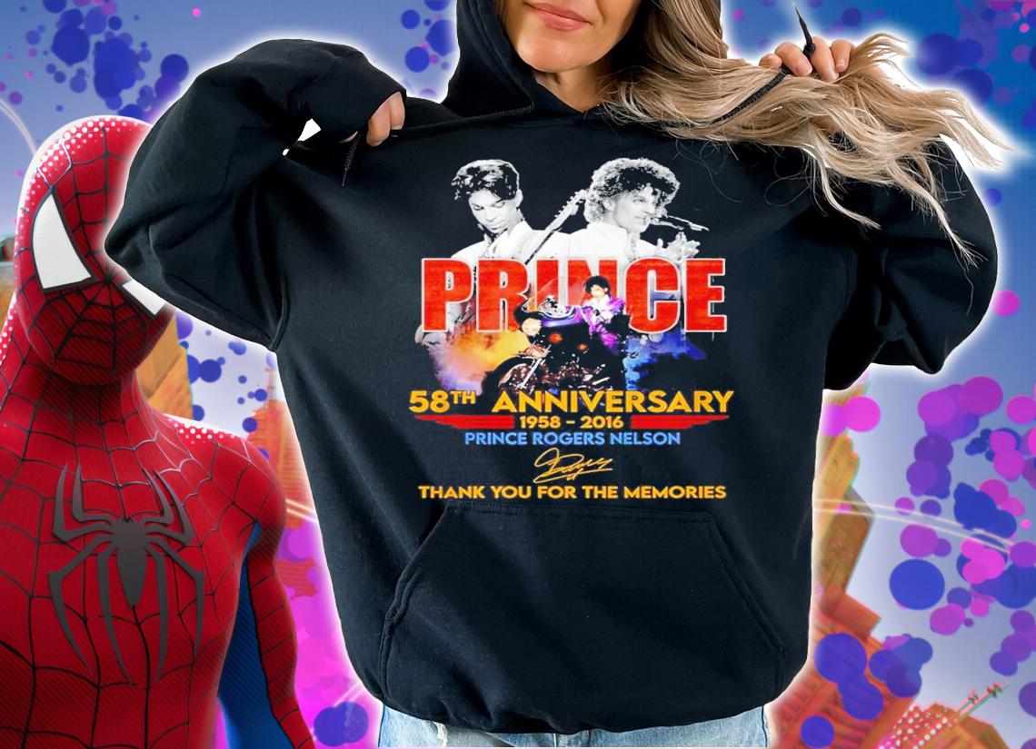 Prince 58th anniversary 1958 2016 thank you for the memories shirt t-shirt hoodie