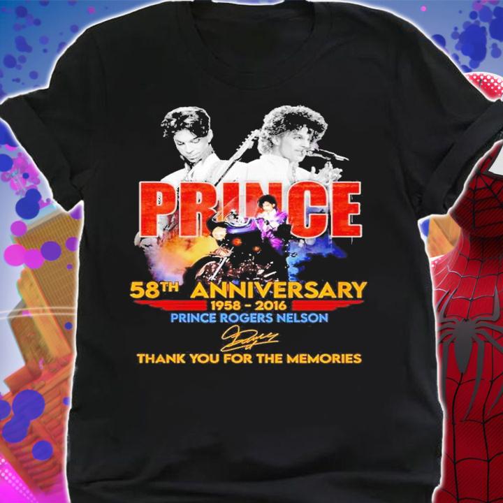 Prince 58th anniversary 1958 2016 thank you for the memories shirt t-shirt shirt