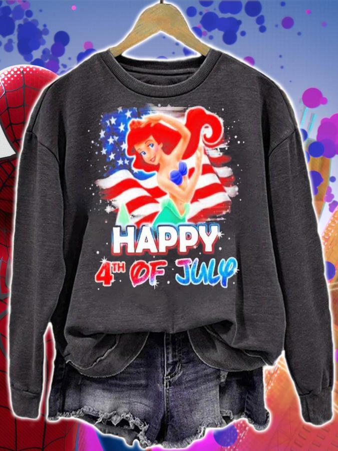 Ariel The Little Mermaid 4th Of July Colorful Disney Graphic Cartoon Shirt t-shirt sweatshirt