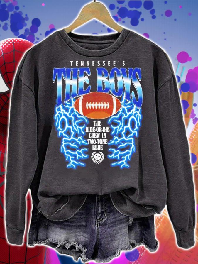 Tennessee's The Boys The ride or die crew in two tone blue College Football Lightning shirt t-shirt