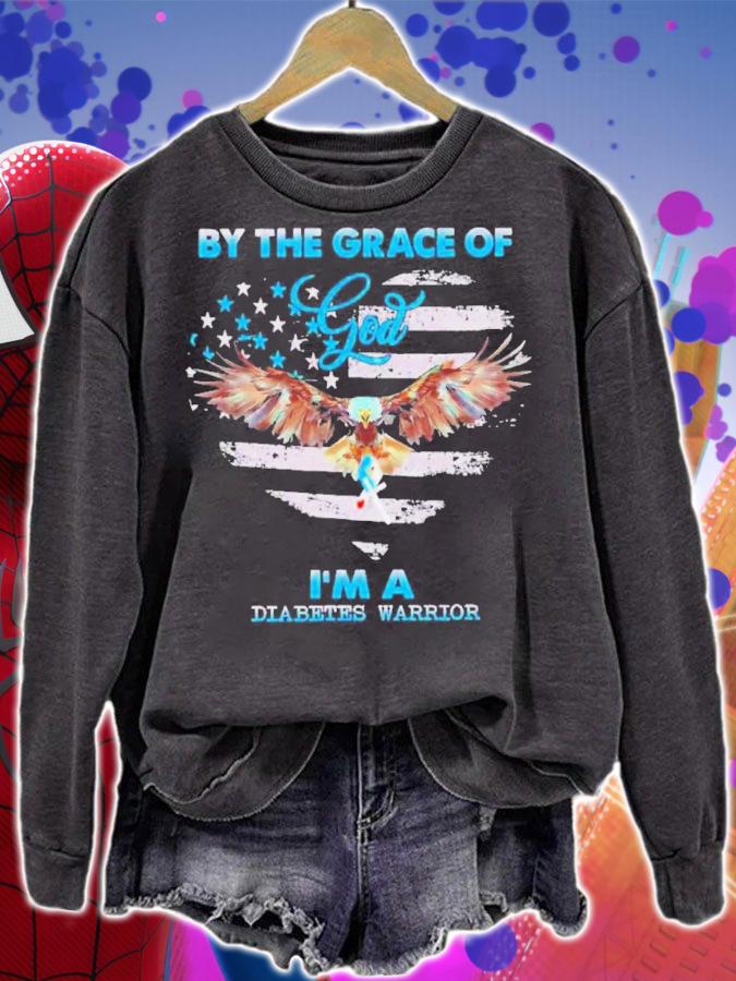 Eagle By The Grace Of God I'm A Heart Diabetes Awareness 2022 American Flag Shirt t-shirt sweatshirt