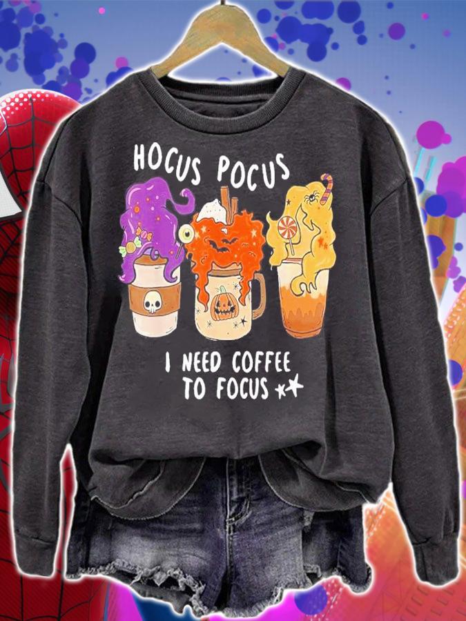 Hocus Pocus I Need Coffee To Focus Halloween Shirt t-shirt sweatshirt