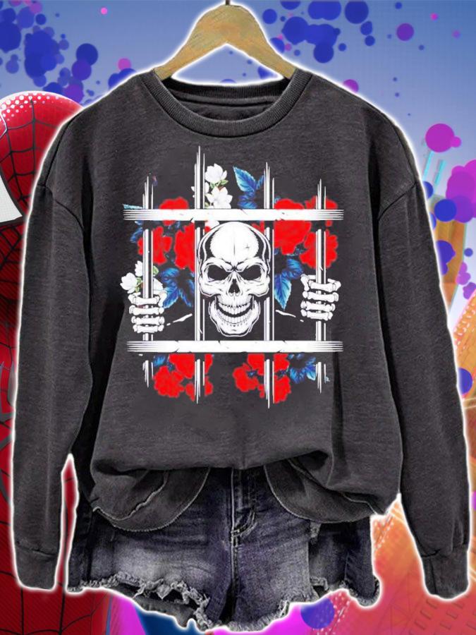 Prison Skeleton Flowers Skull T-Shirt t-shirt sweatshirt