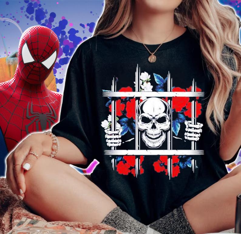 Prison Skeleton Flowers Skull T-Shirt t-shirt woman shirt
