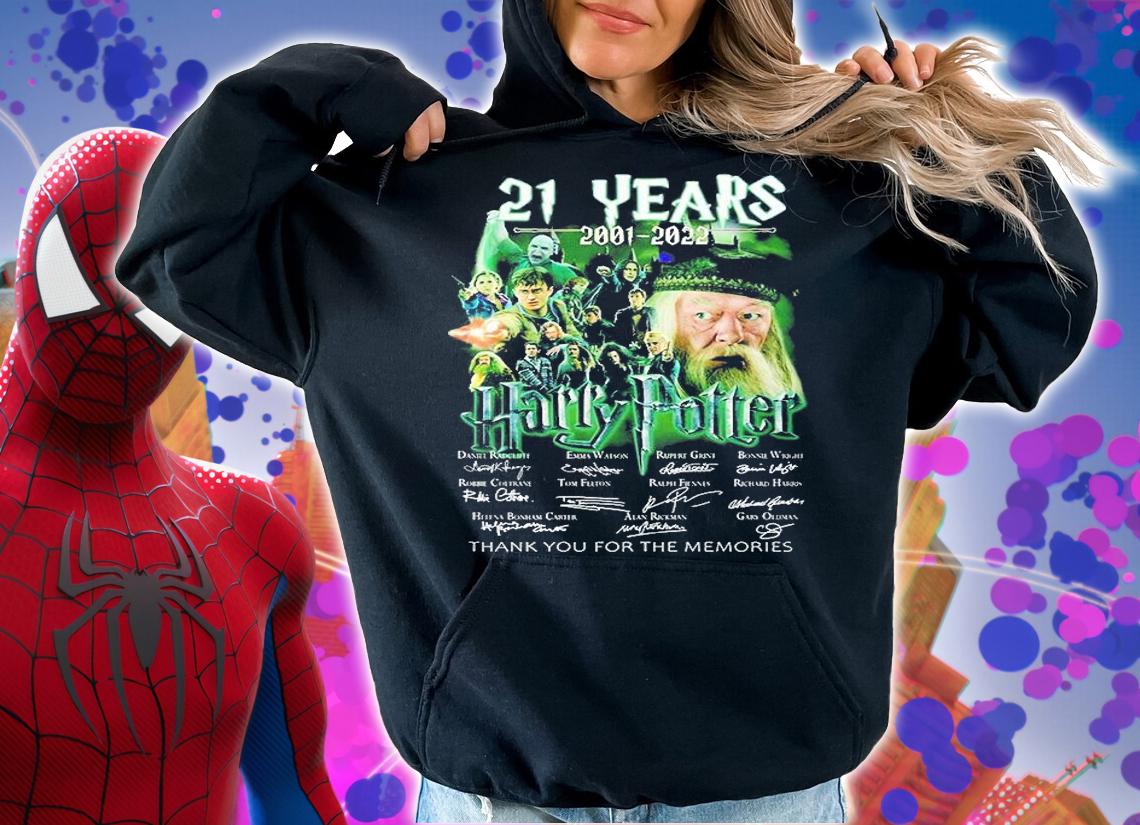 21 Years 2001 2022 Harry Potter Signatures Thank You For The Memories T-Shirt t-shirt