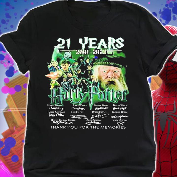 21 Years 2001 2022 Harry Potter Signatures Thank You For The Memories T-Shirt t-shirt