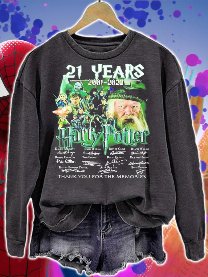 21 Years 2001 2022 Harry Potter Signatures Thank You For The Memories T-Shirt t-shirt