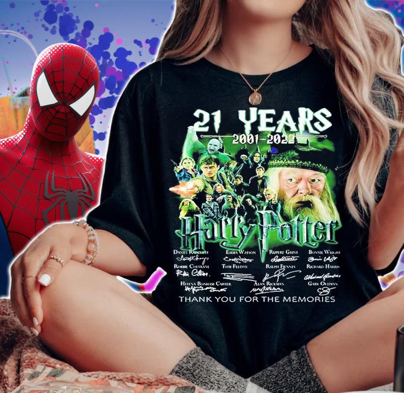 21 Years 2001 2022 Harry Potter Signatures Thank You For The Memories T-Shirt t-shirt