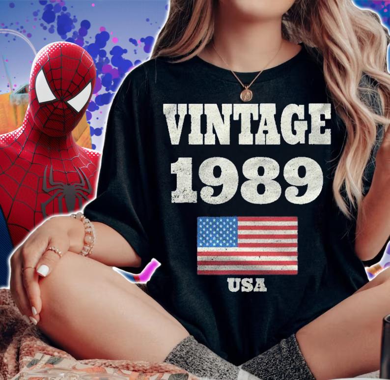 32Nd Birthday Gift Vintage 1989 American Usa Flag Shirt t-shirt woman shirt