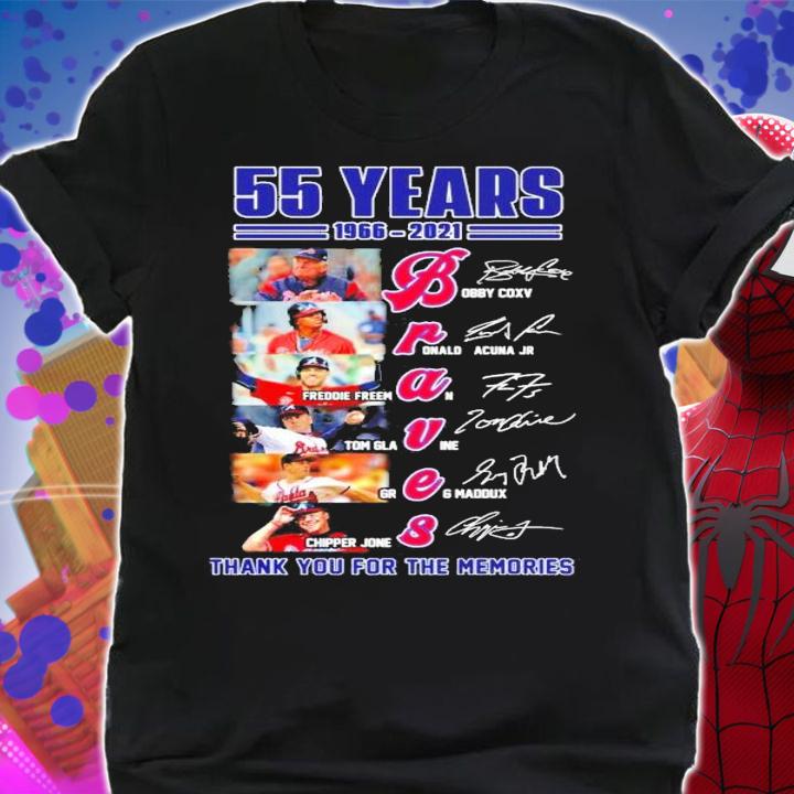 55 Years 1966-2021 Braves Signatures Thank You For The Memories Shirt t-shirt