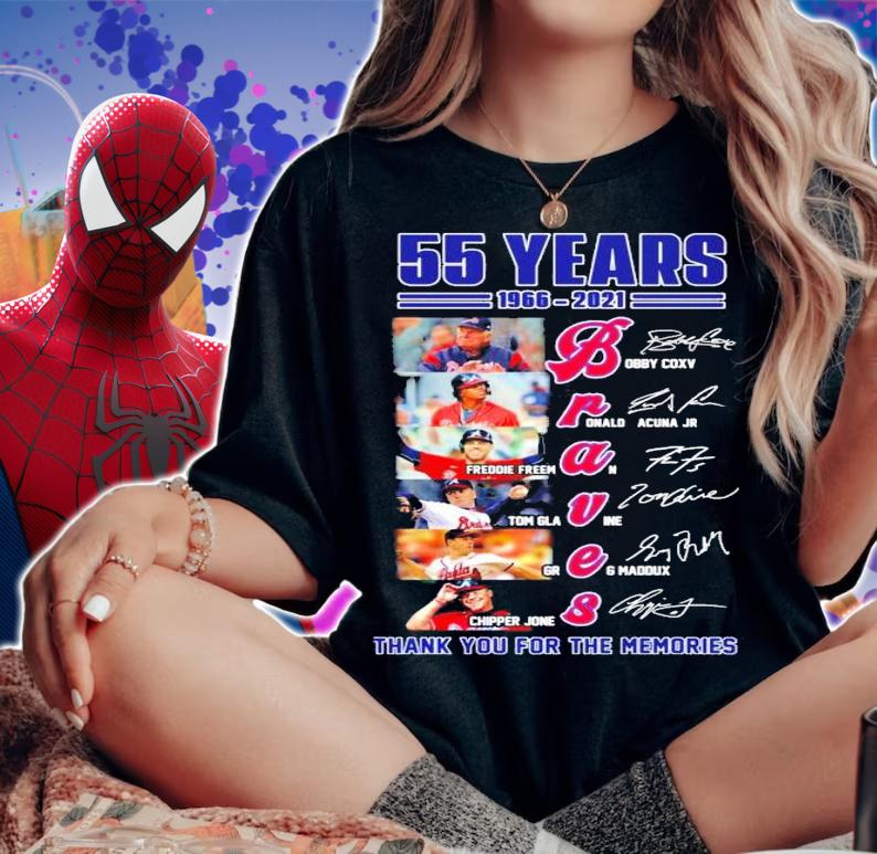 55 Years 1966-2021 Braves Signatures Thank You For The Memories Shirt t-shirt