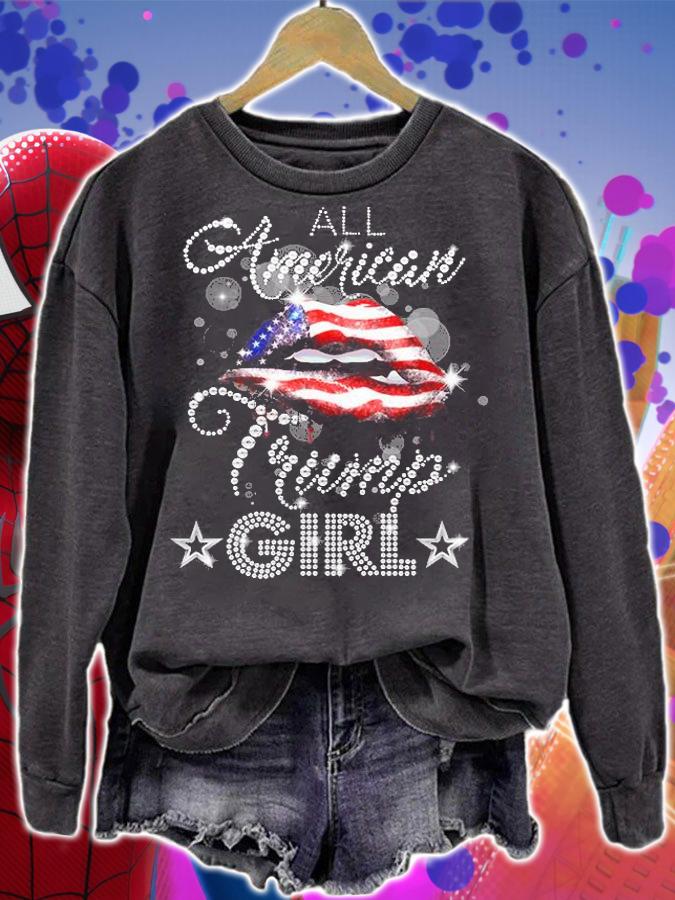 All American Trump Girl Lips USA Flag T-Shirt t-shirt sweatshirt