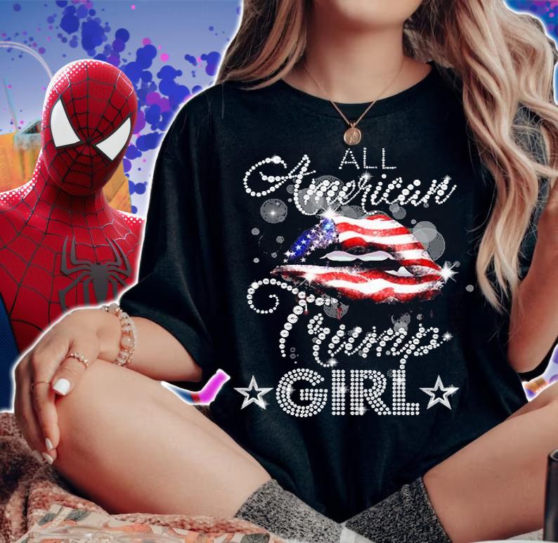 All American Trump Girl Lips USA Flag T-Shirt t-shirt woman shirt