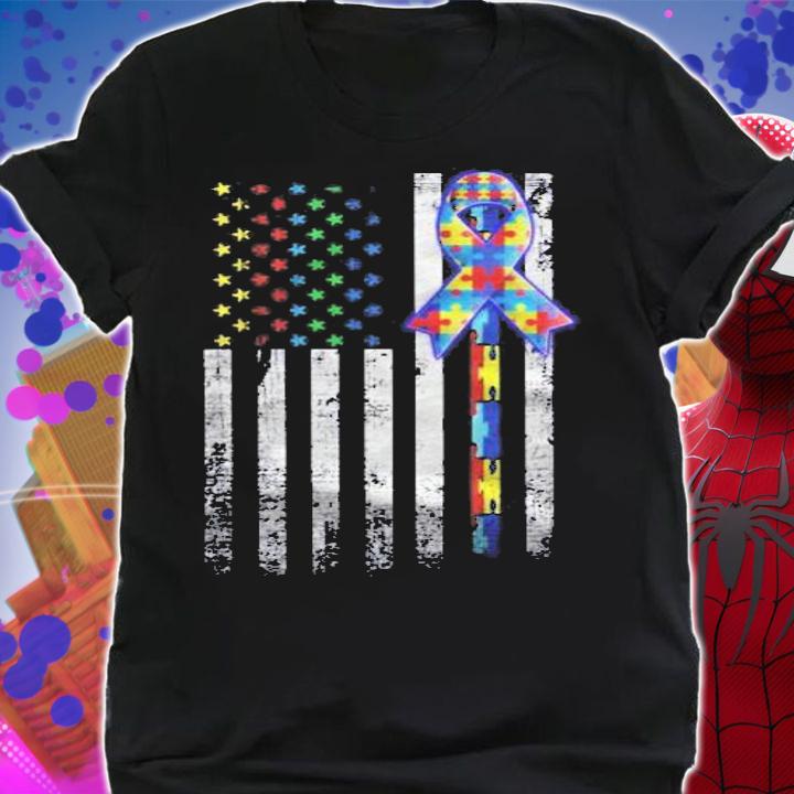 Autism Awareness American Flag Distressed Gift Shirt t-shirt