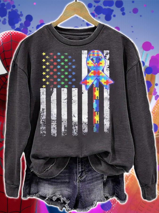 Autism Awareness American Flag Distressed Gift Shirt t-shirt