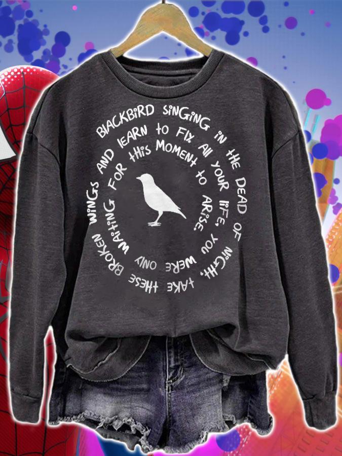 Blackbird Singing In The Dead Of Night Bird Lyrics T-shirt t-shirt sweatshirt