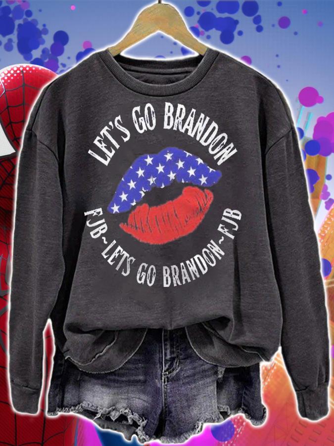 Lets Go Brandon Usa Lips Pullover Shirt t-shirt sweatshirt
