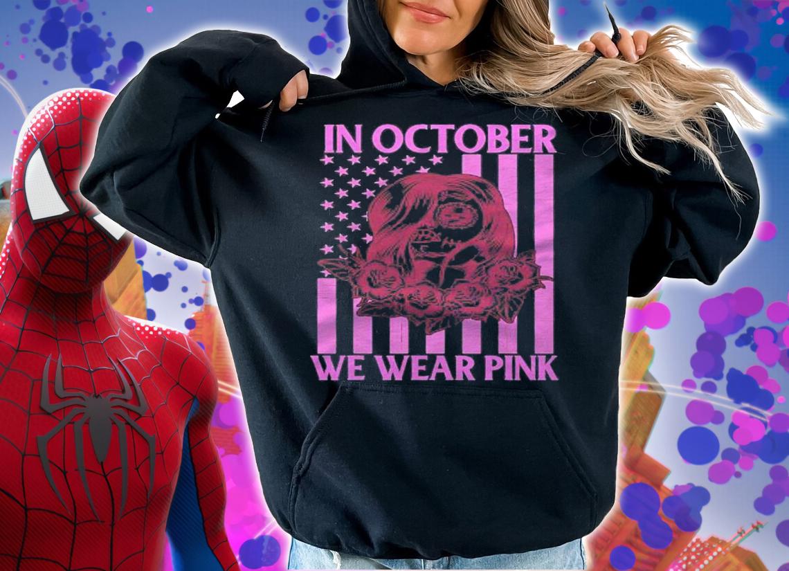 October We Wear Pink American Flag Breast Cancer Awareness Shirt t-shirt