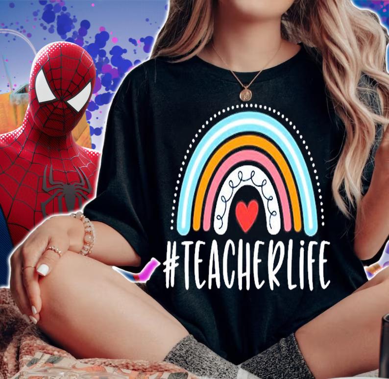Teacherlife Cute Heart Rainbow Teacher Life T-Shirt t-shirt woman shirt