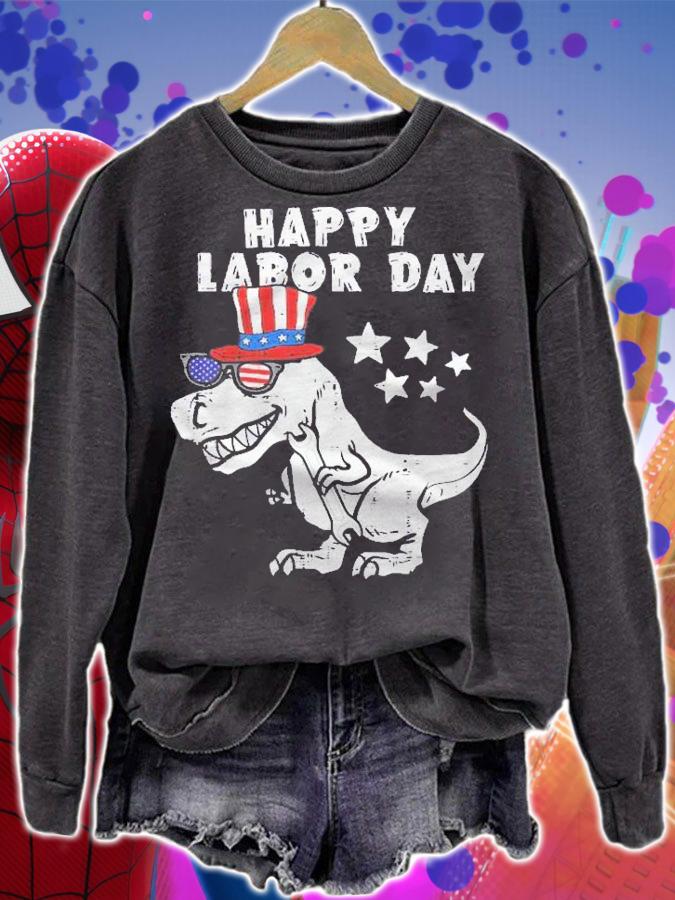 Happy Labor Day 2021 Saurus Rex Dinosaur Toddler Boys Shirt t-shirt