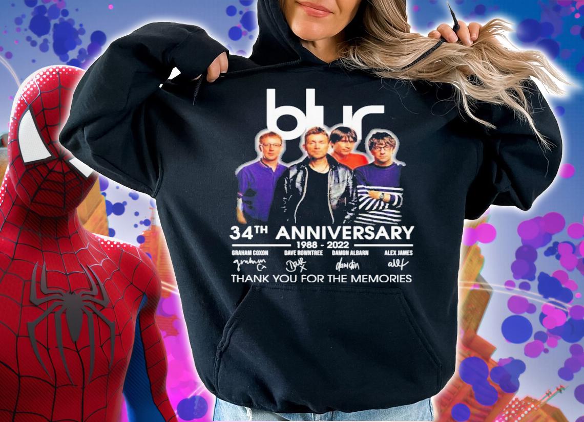 Official Blur 34th Anniversary 1988-2022 Signatures Thank You For The Memories Shirt t-shirt hoodie
