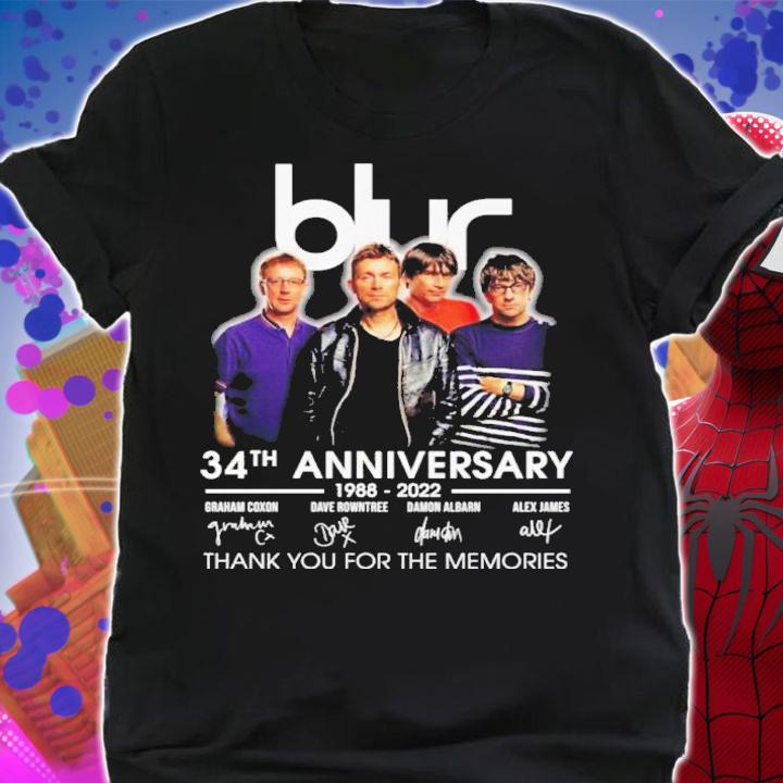 Official Blur 34th Anniversary 1988-2022 Signatures Thank You For The Memories Shirt t-shirt shirt