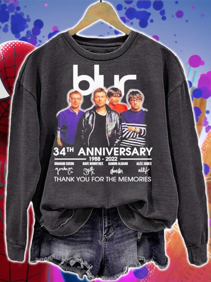 Official Blur 34th Anniversary 1988-2022 Signatures Thank You For The Memories Shirt t-shirt sweatshirt