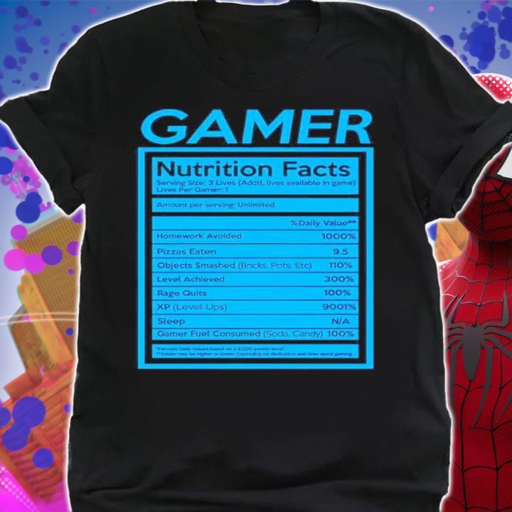 Gamer Nutrition Facts Shirt t-shirt shirt