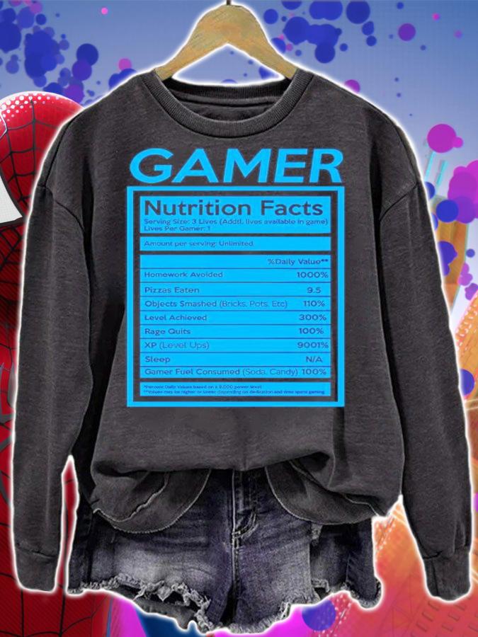 Gamer Nutrition Facts Shirt t-shirt sweatshirt