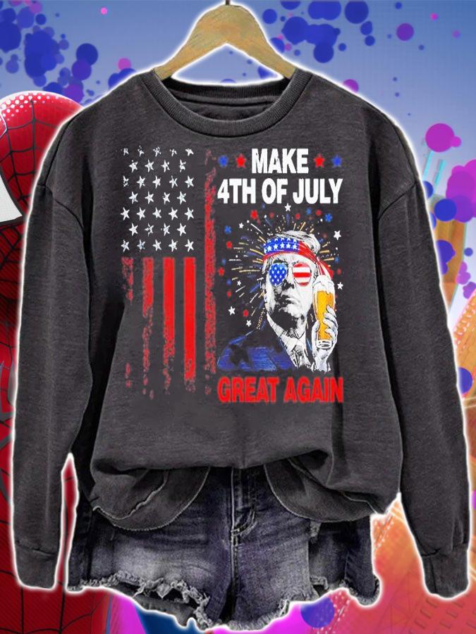 Make 4th of July Great Again Trump American Flag T-Shirt t-shirt sweatshirt