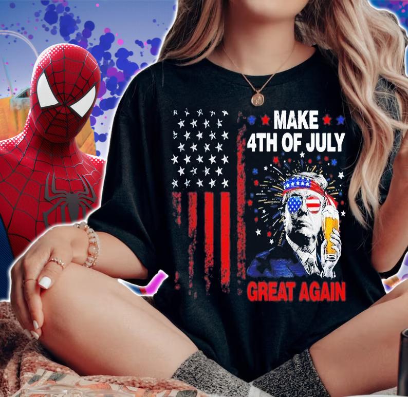 Make 4th of July Great Again Trump American Flag T-Shirt t-shirt woman shirt