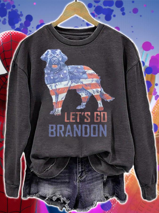 Let's Go Brandon Retro Dog US Flag Funny Conservative Gift T-Shirt t-shirt sweatshirt