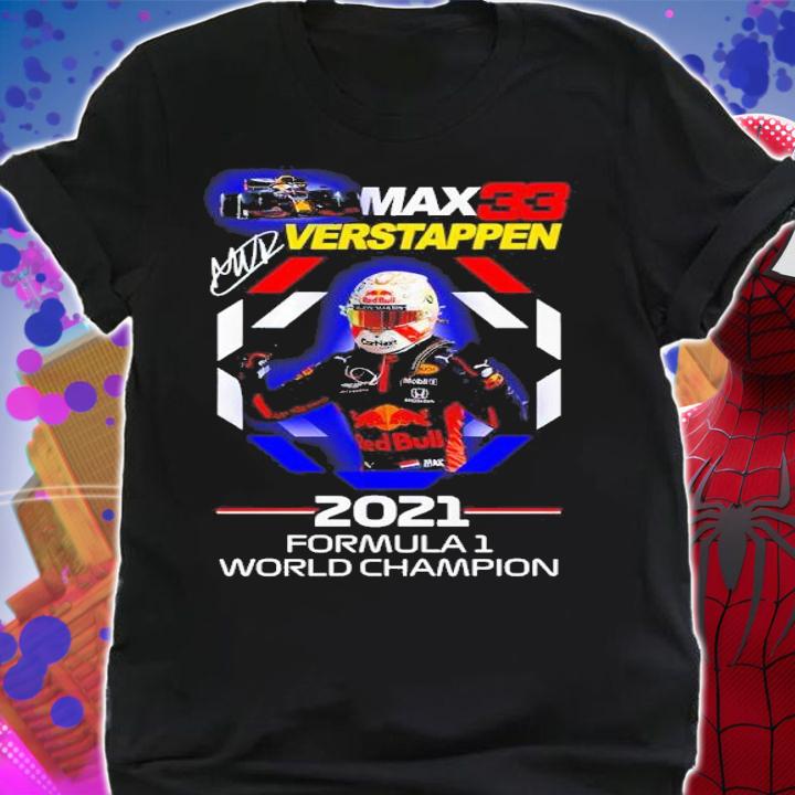 Max Verstappen 33 signature 2021 Formula 1 World Champion shirt t-shirt shirt