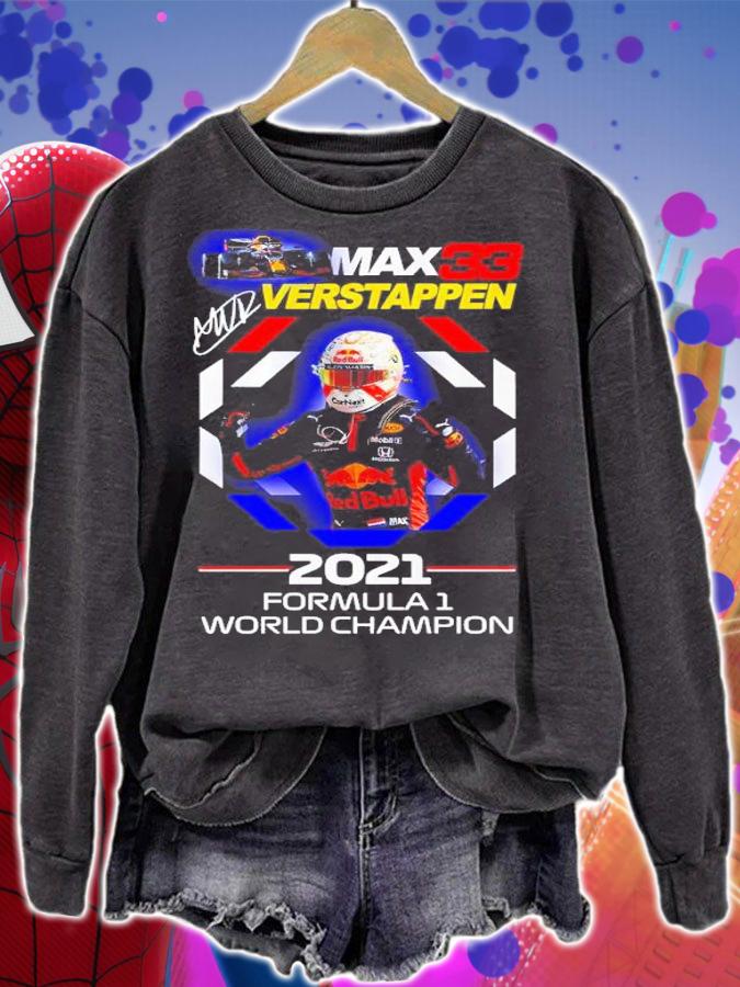 Max Verstappen 33 signature 2021 Formula 1 World Champion shirt t-shirt sweatshirt
