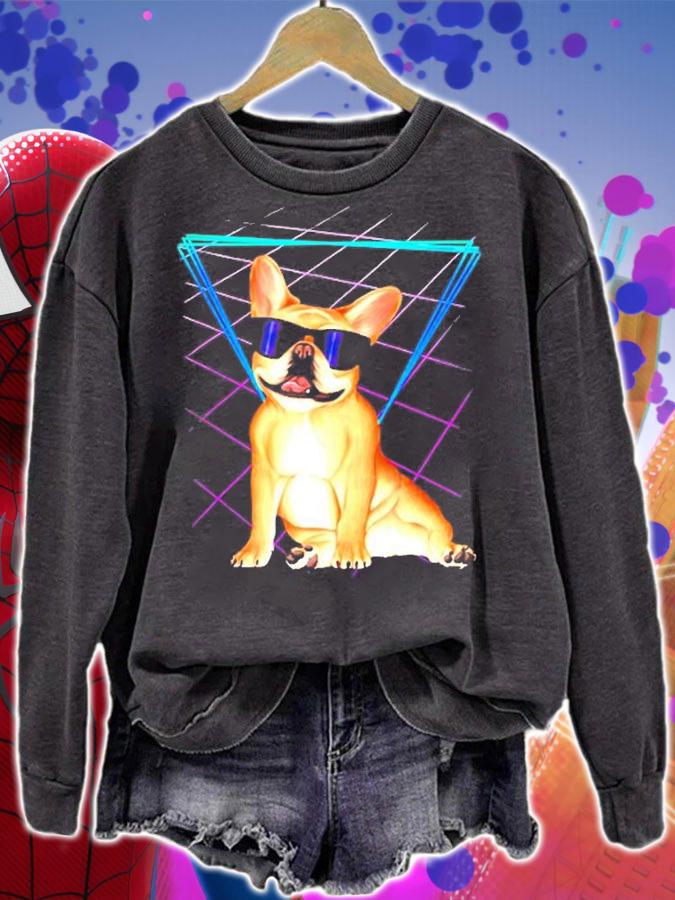 French Bulldog In Sunglasses With 80S Design t-Shirt t-shirt sweatshirt