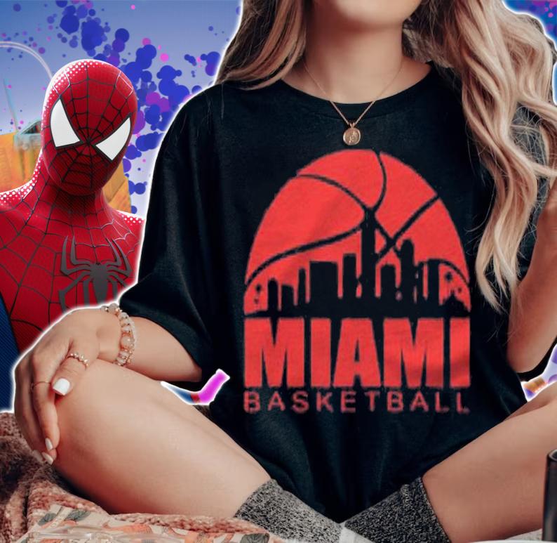 Miami basketball cityscape heat miami basketball love heat t-shirt t-shirt